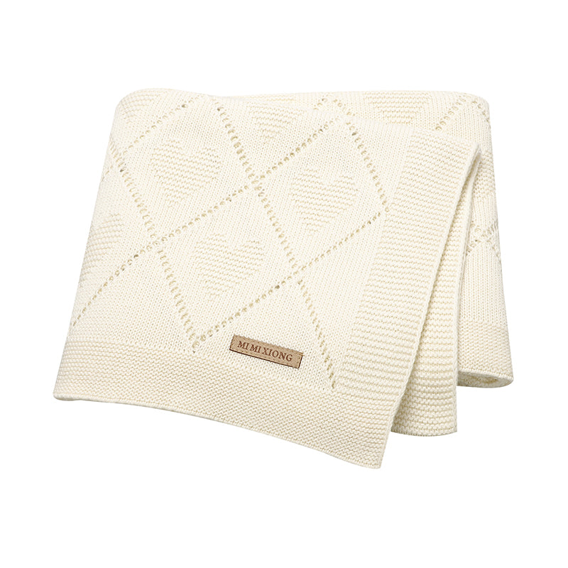 Couverture bébé tricot Cœurs