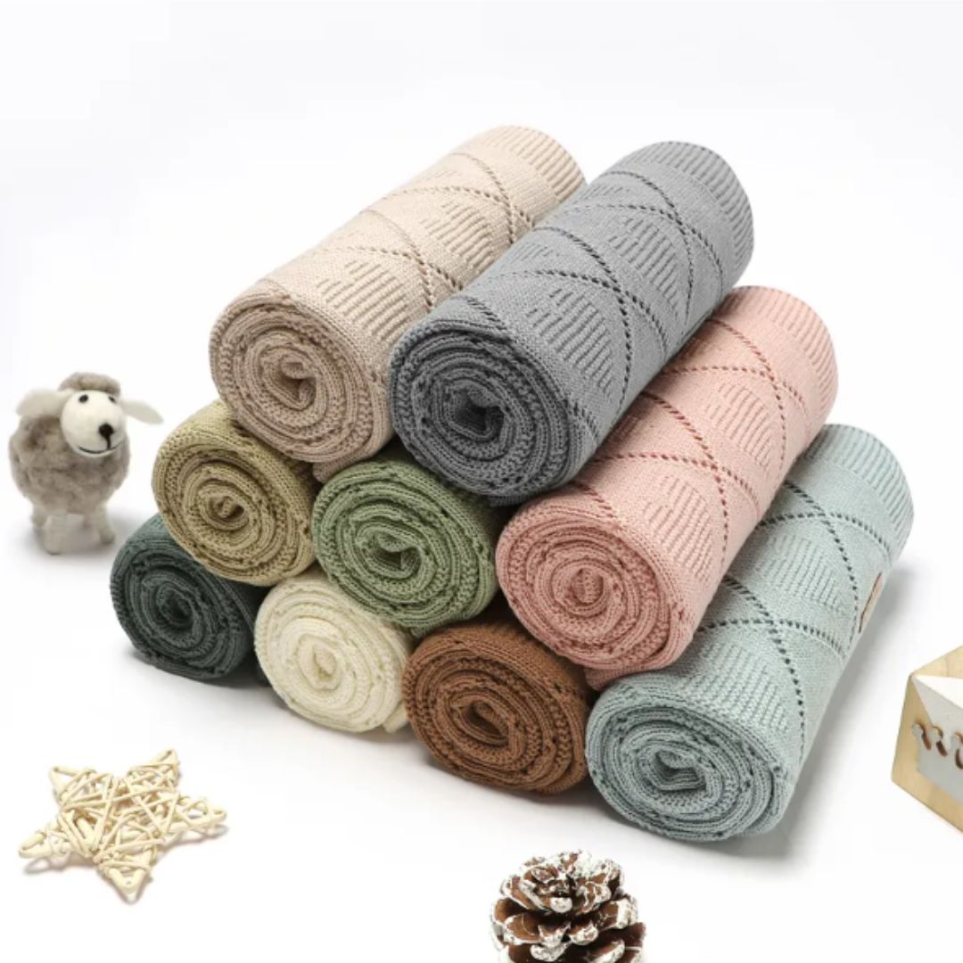 Couverture bébé tricot Cœurs