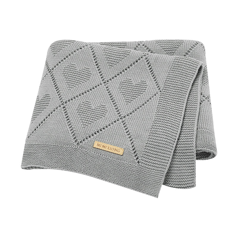 Couverture bébé tricot Cœurs