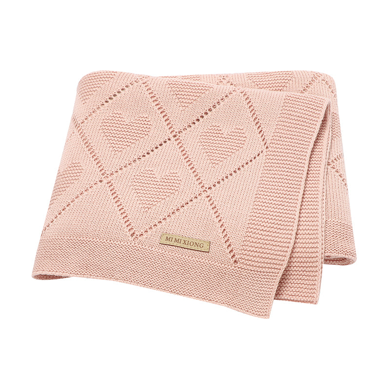 Couverture bébé tricot Cœurs