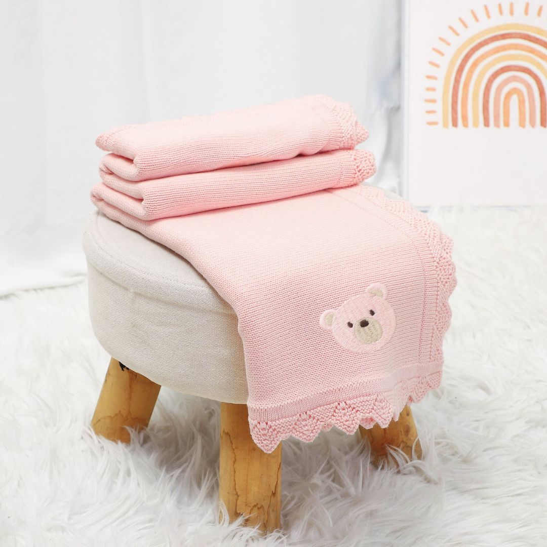 Couverture bébé tricot Ours