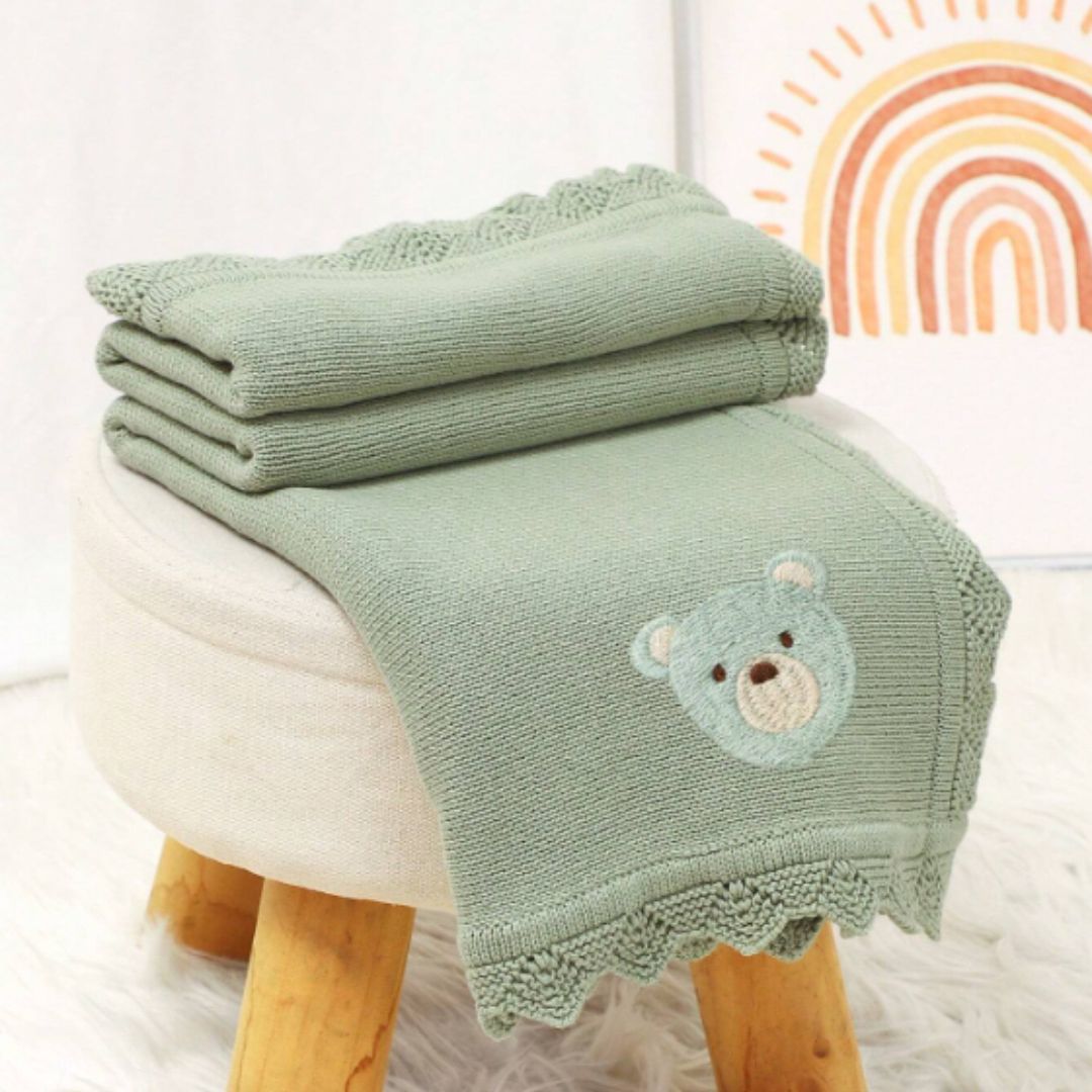 Couverture bébé tricot Ours