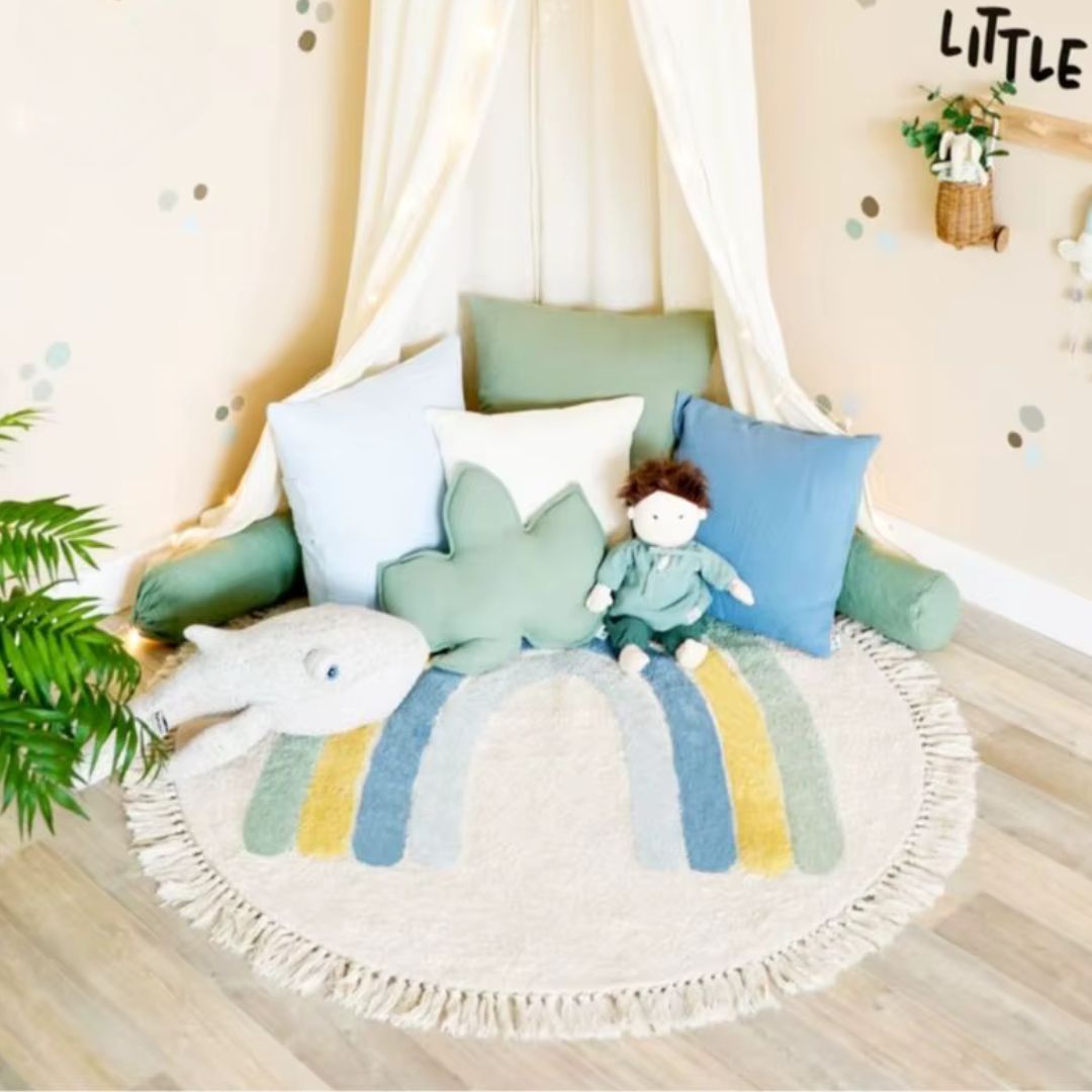 Tapis chambre enfant | Arc - en - Ciel Bleue - Bebe Pingouin