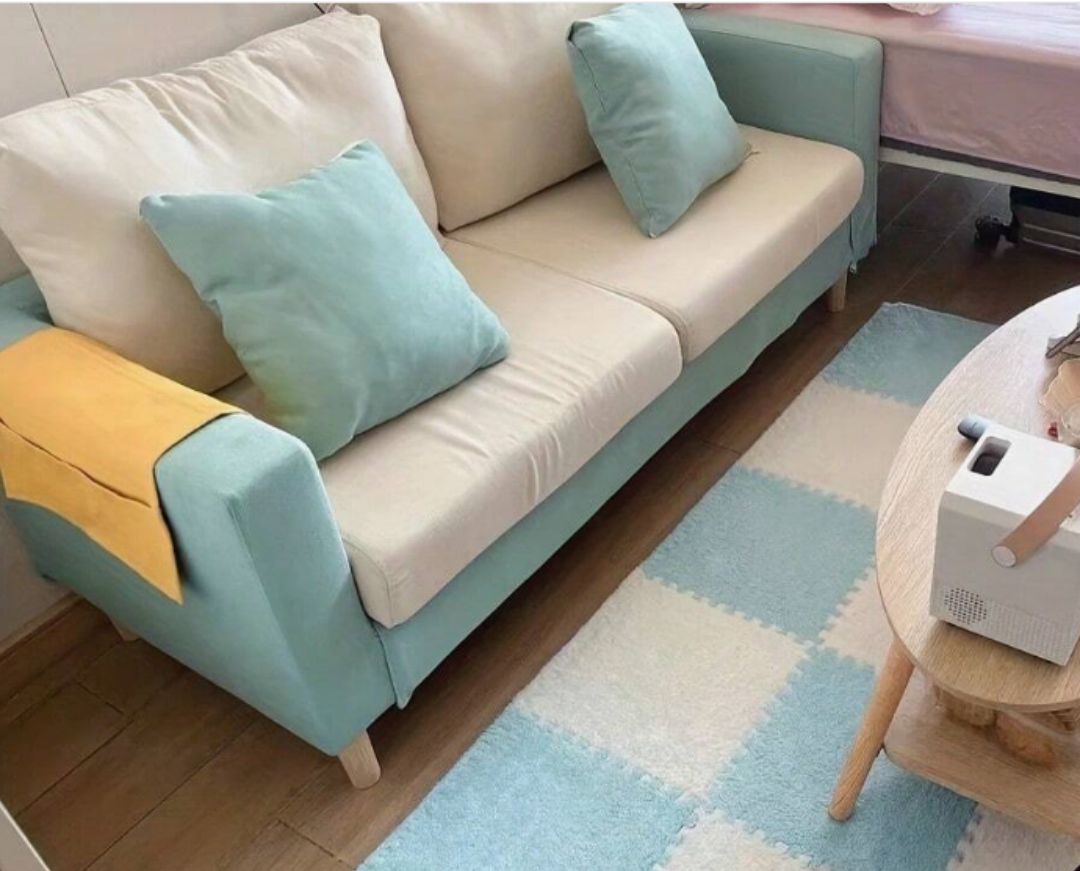 Tapis chambre enfant Bleu et Blanc - Bebe Pingouin