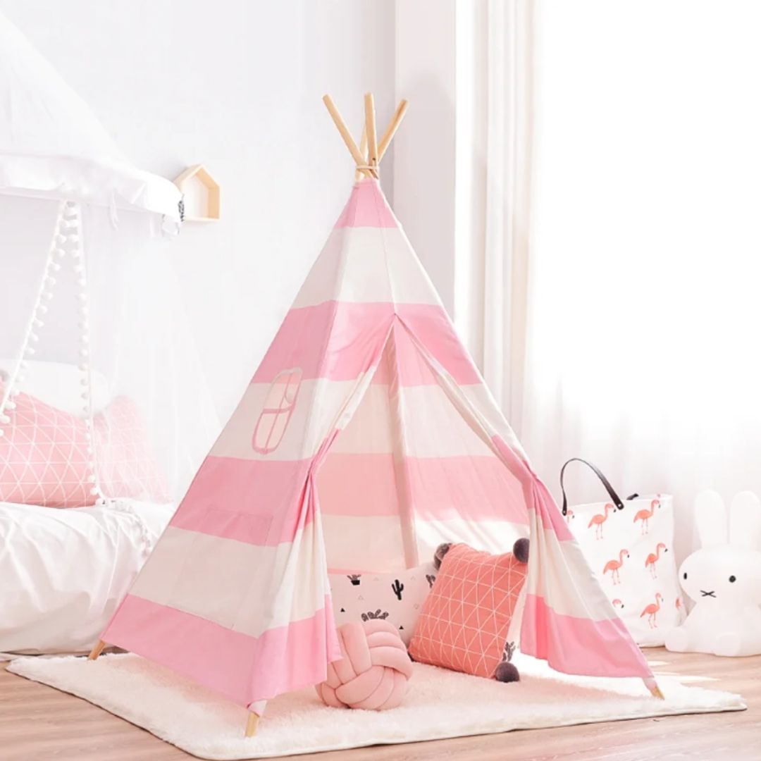 Tipi enfant Rose et Blanc