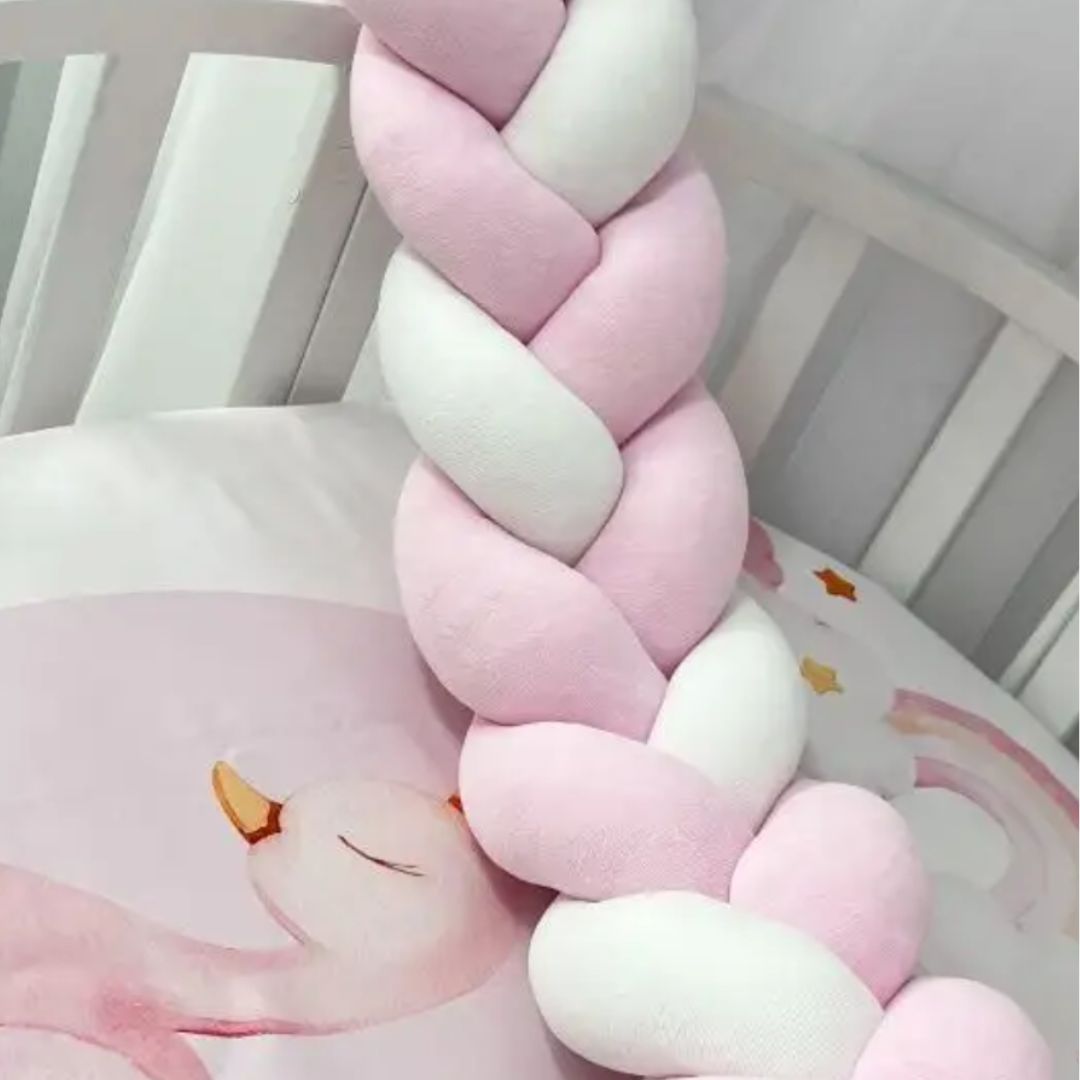 Tour de lit bébé blanc rose