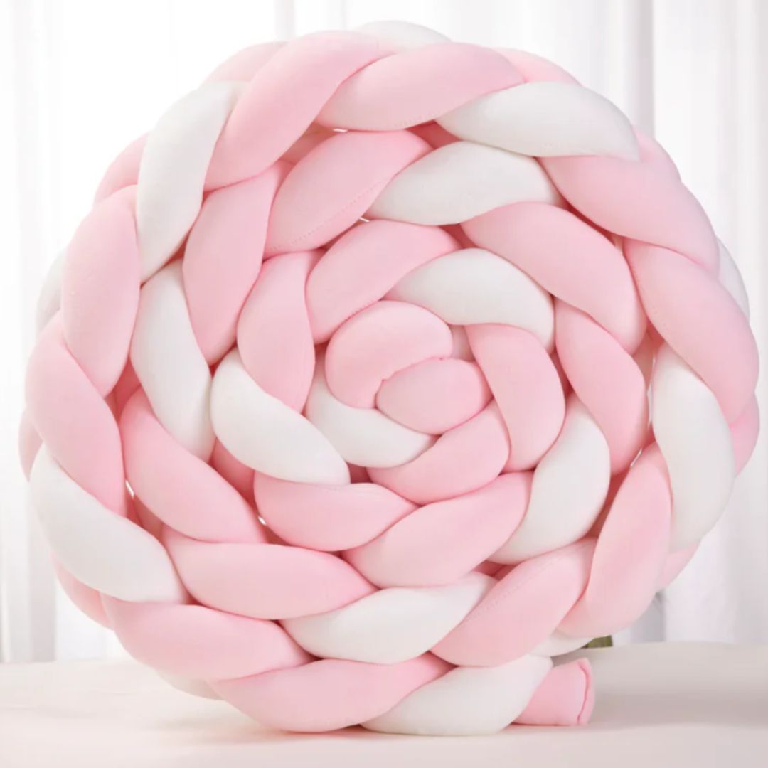 Tour de lit bébé blanc rose