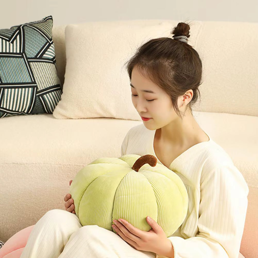 coussin citrouille vert peluche