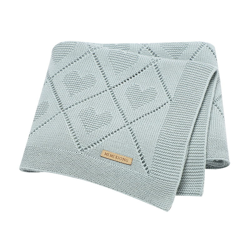 Couverture bébé tricot Cœurs
