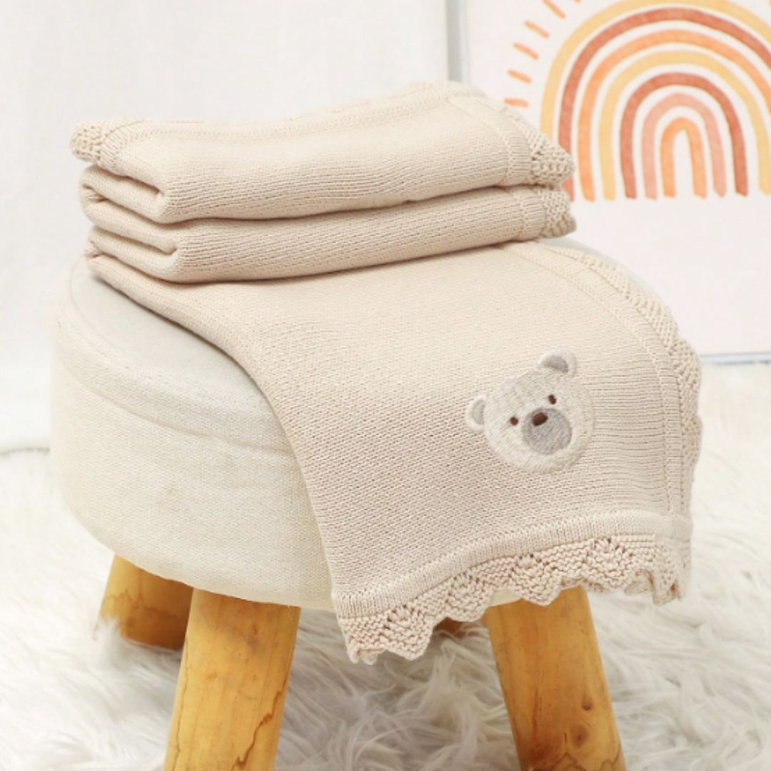 Couverture bébé tricot Ours