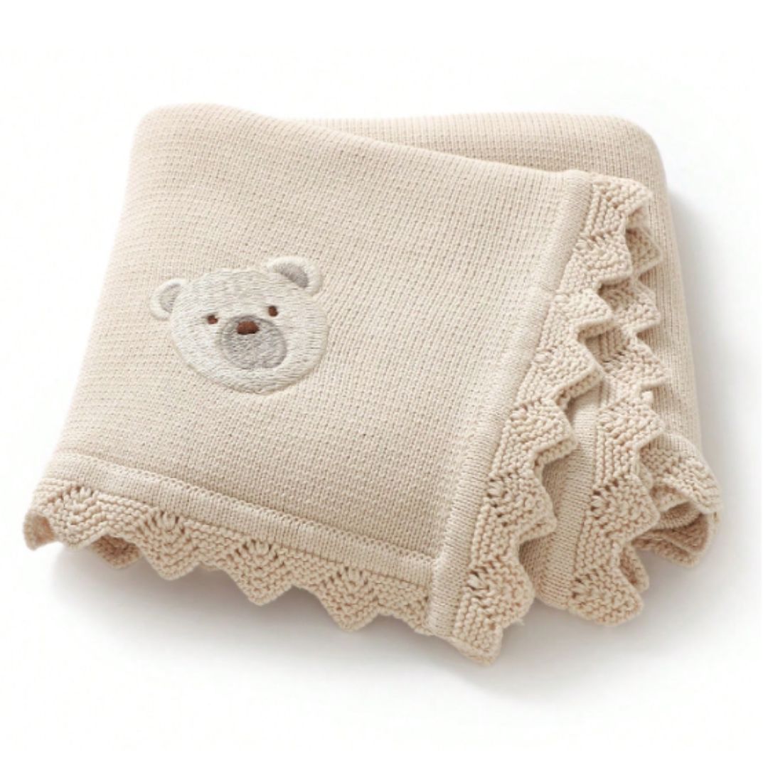 Couverture bébé tricot Ours