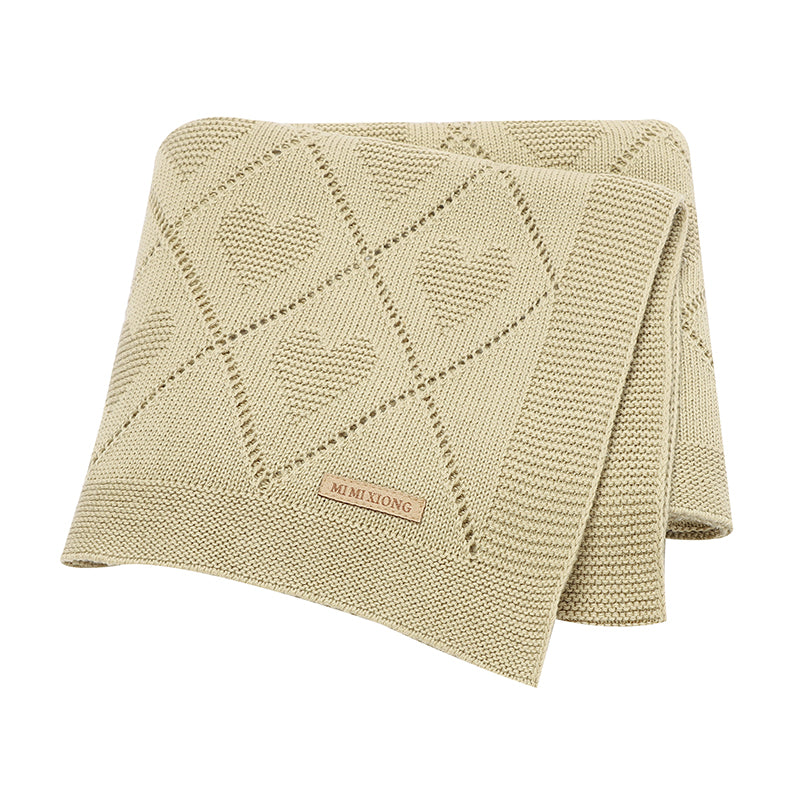 Couverture bébé tricot Cœurs