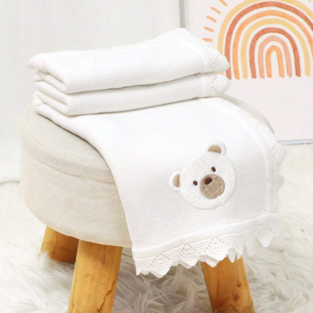 Couverture bébé tricot Ours