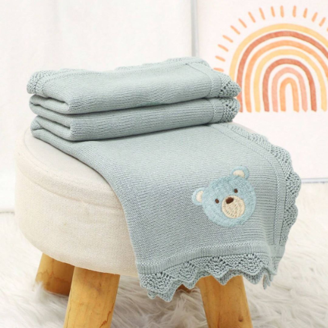 Couverture bébé tricot Ours