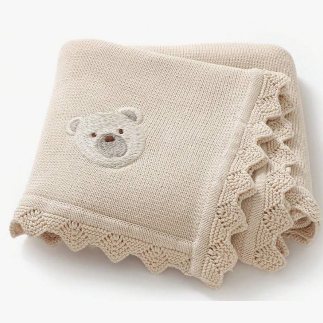 Couverture bébé tricot Ours