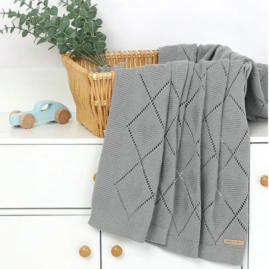Couverture bébé tricot Cœurs