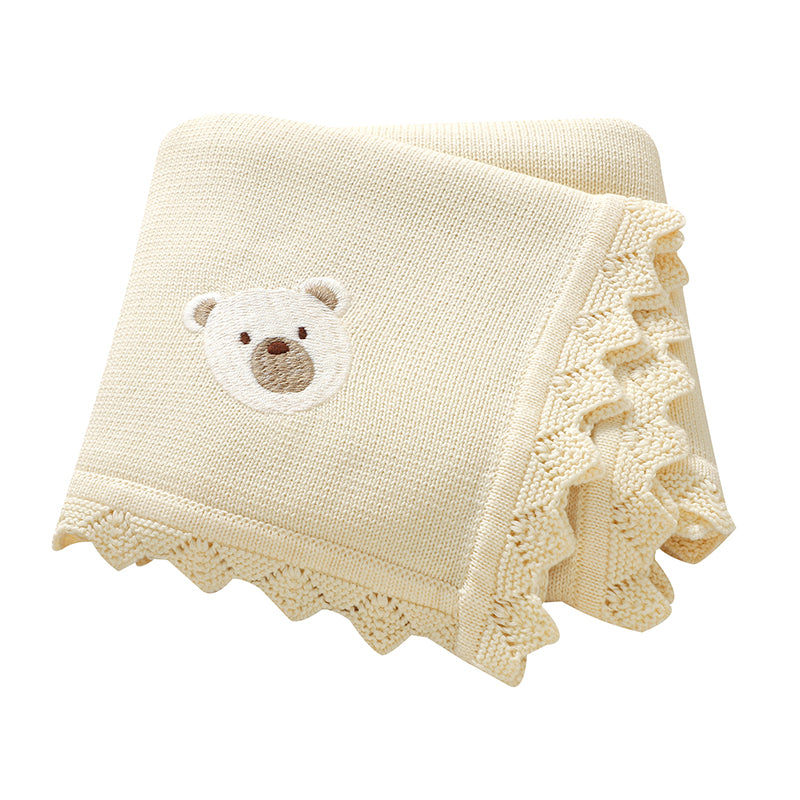 Couverture bébé tricot Ours