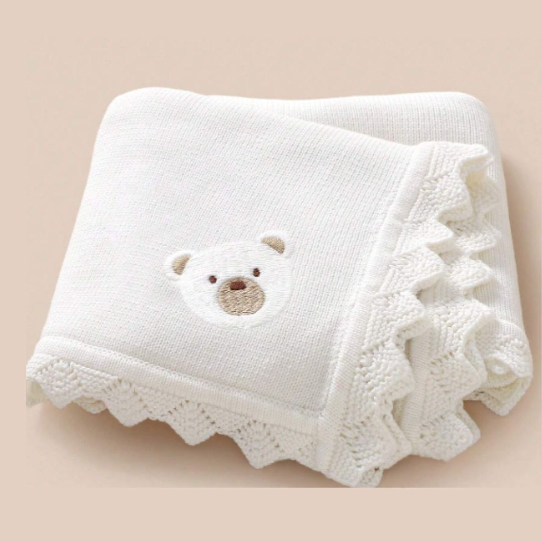 Couverture bébé tricot Ours