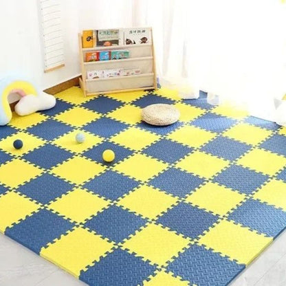 Dalle en mousse jaune, bleu