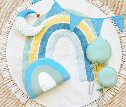 Tapis chambre enfant | Arc - en - Ciel Bleue - Bebe Pingouin