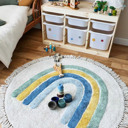 Tapis chambre enfant | Arc - en - Ciel Bleue - Bebe Pingouin