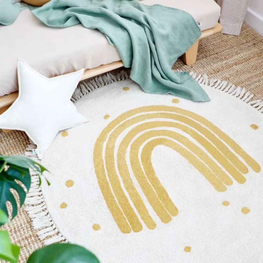 Tapis chambre enfant | Arc - en - Ciel Dorée - Bebe Pingouin