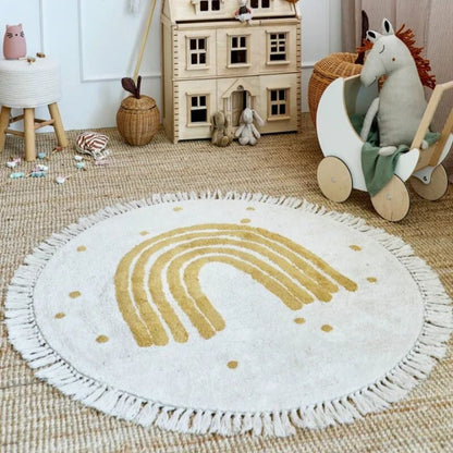 Tapis chambre enfant | Arc - en - Ciel Dorée - Bebe Pingouin