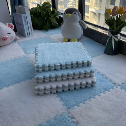Tapis chambre enfant Bleu et Blanc - Bebe Pingouin