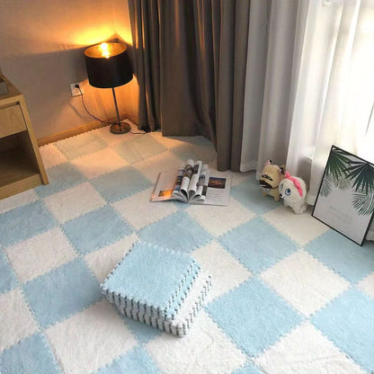 Tapis chambre enfant Bleu et Blanc - Bebe Pingouin