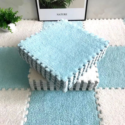 Tapis chambre enfant Bleu et Blanc - Bebe Pingouin