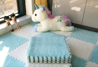 Tapis chambre enfant Bleu et Blanc - Bebe Pingouin