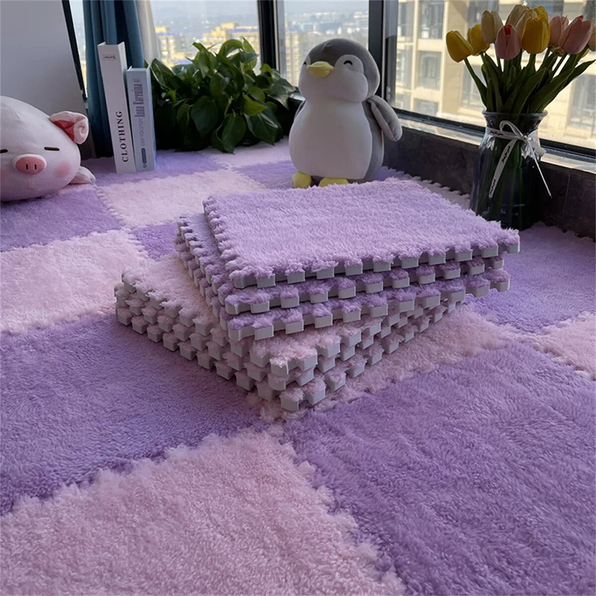 Tapis chambre enfant Violet et Rose - Bebe Pingouin