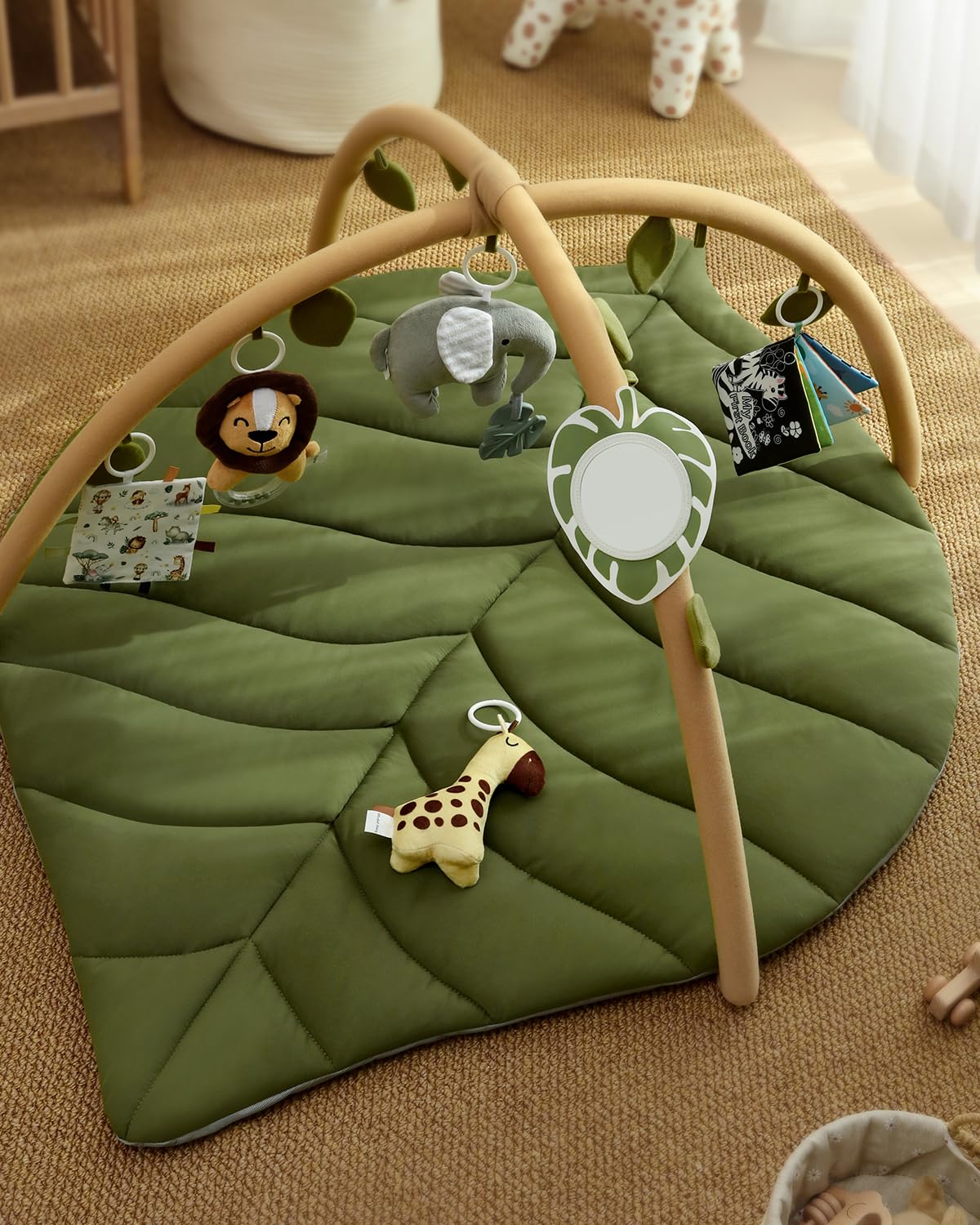 tapis d'éveil arche feuille coton