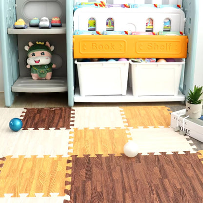 Tapis de puzzle imitation bois - Bebe Pingouin