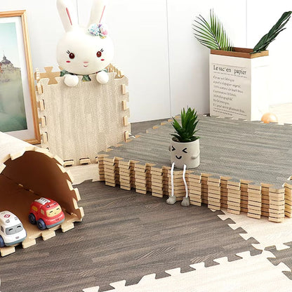 Tapis de puzzle imitation bois - Bebe Pingouin