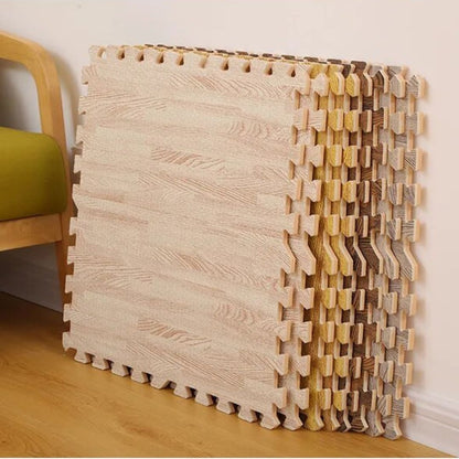 Tapis de puzzle imitation bois Gris/Beige - Bebe Pingouin