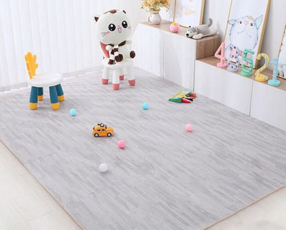 Tapis de puzzle imitation bois Gris/Beige - Bebe Pingouin