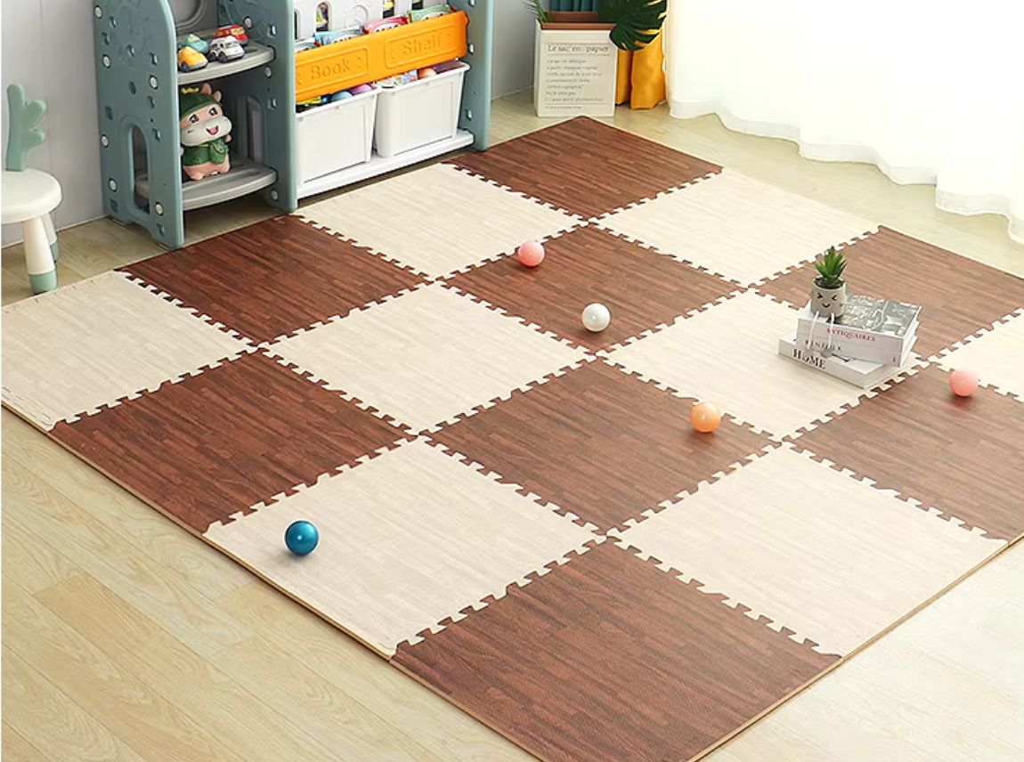 Tapis de puzzle imitation bois