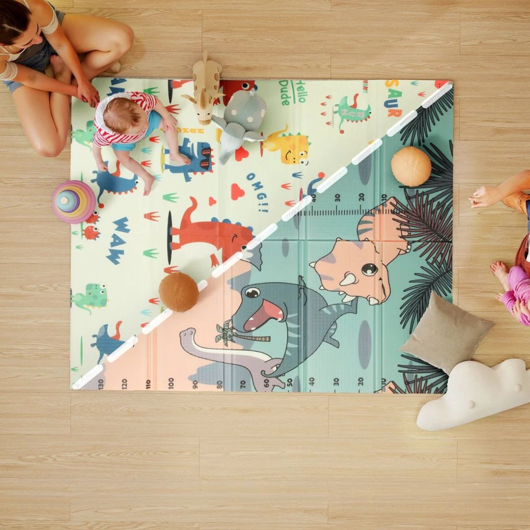 tapis de sol enfant reversible dinosaure