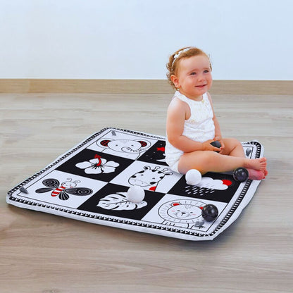 Tapis d'éveil bébé noir et blanc animaux