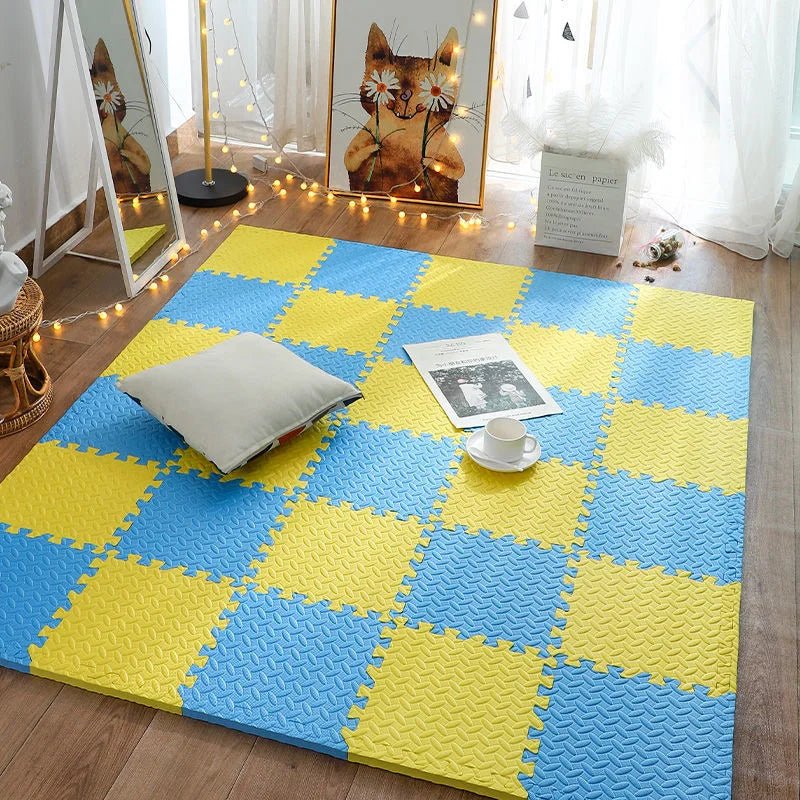 tapis en mousse pour bébé jaune bleu