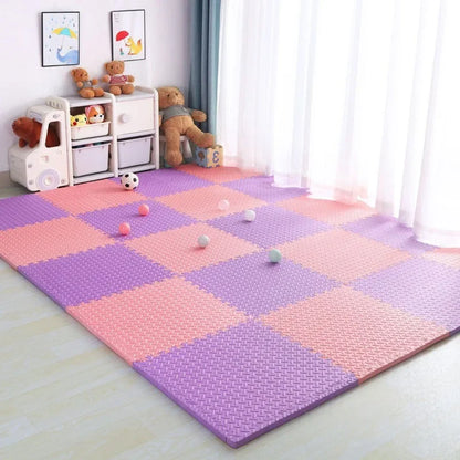 Tapis puzzle mousse violet-rose