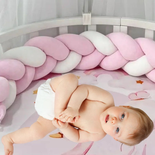 Tour de lit bébé blanc rose